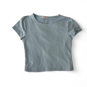 Light blue Sincerely Jules short sleeve cropped top. Size XXS.